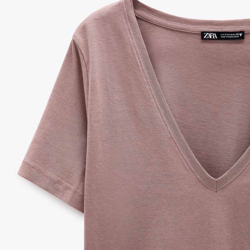 Beige Zara Scoop Neck Tee NEW